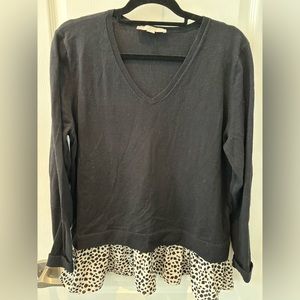 Loft V neck sweater with flouncy layer.